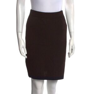 St. John Brown Pencil Skirt Wool Size 4 Black Edge NWT